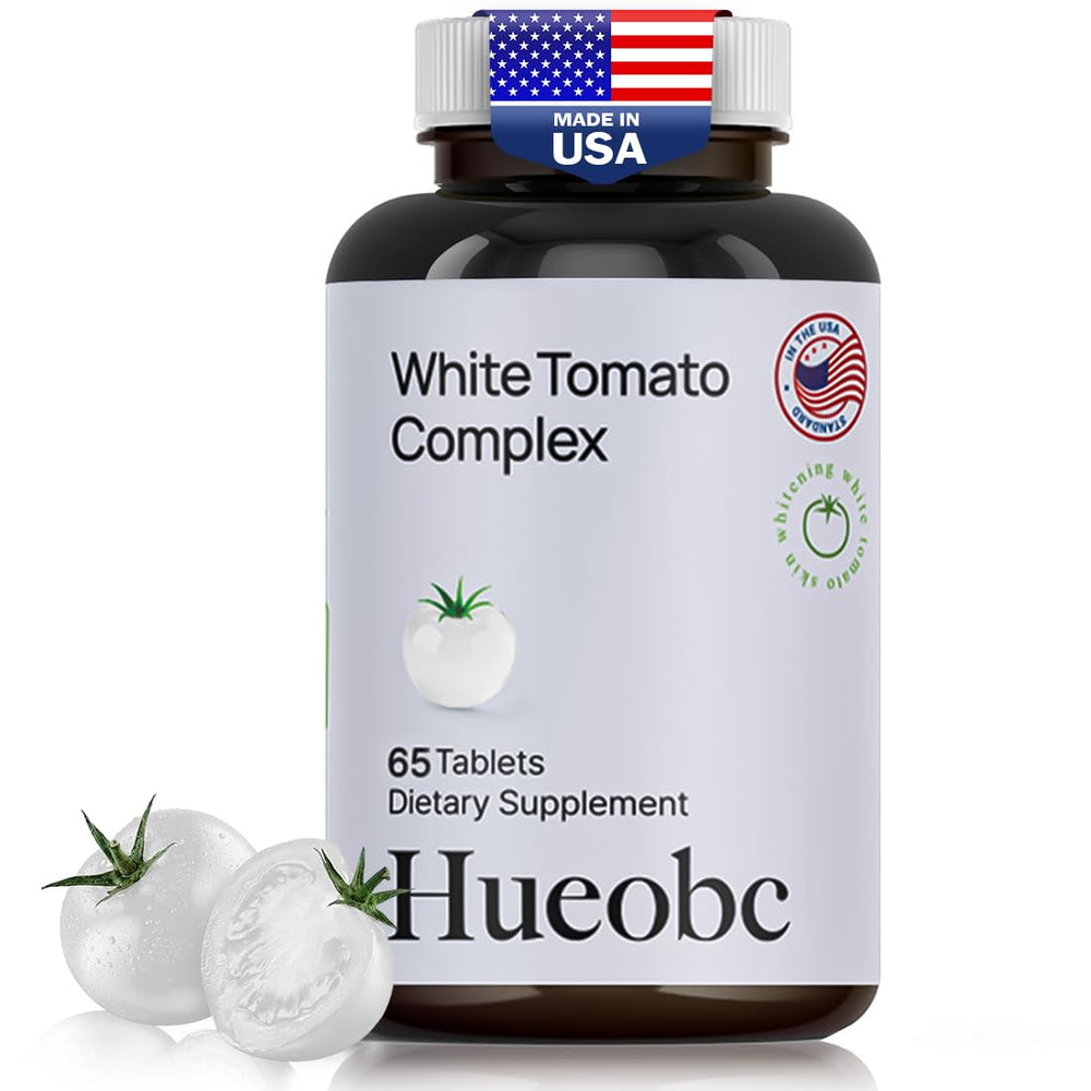 Hueobc 13-in-1 White Tomato Complex bottle highlighting antioxidant-rich formula for daily skin resilience