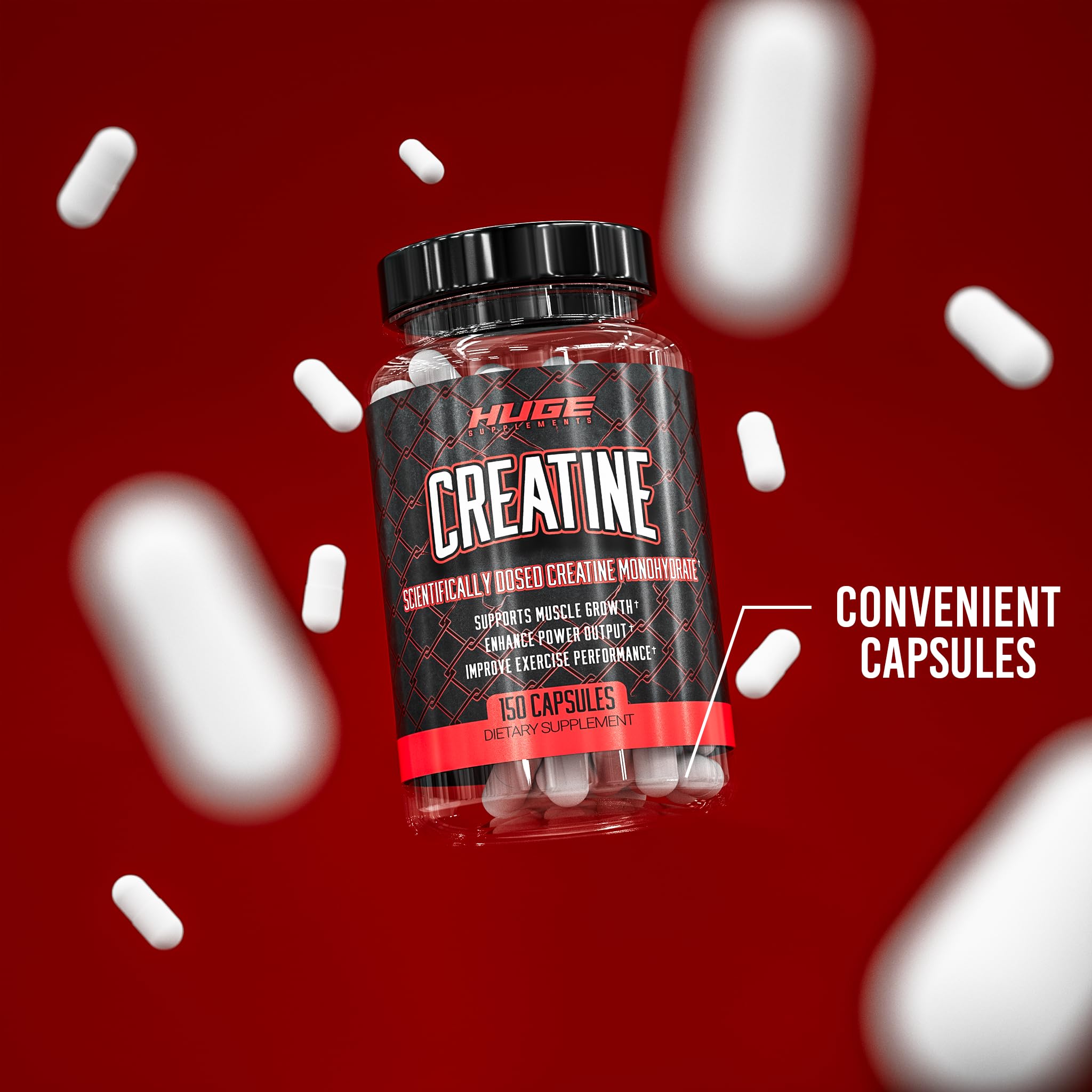 GMP-labeled purity seal on Huge Supplements Creatine Monohydrate bottle