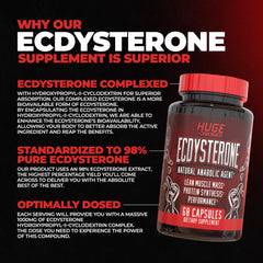 Huge Supplements Ecdysterone bottle front label shows 1000mg per serving for performance support