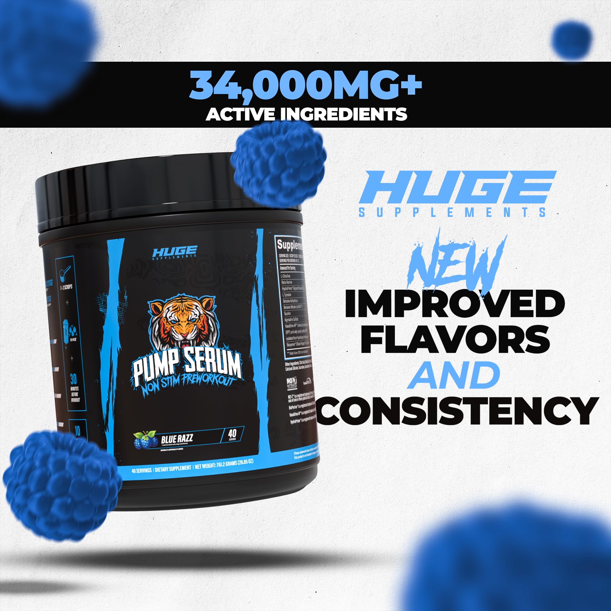 Huge Supplements Pump Serum front label shows brand and product name clearly.