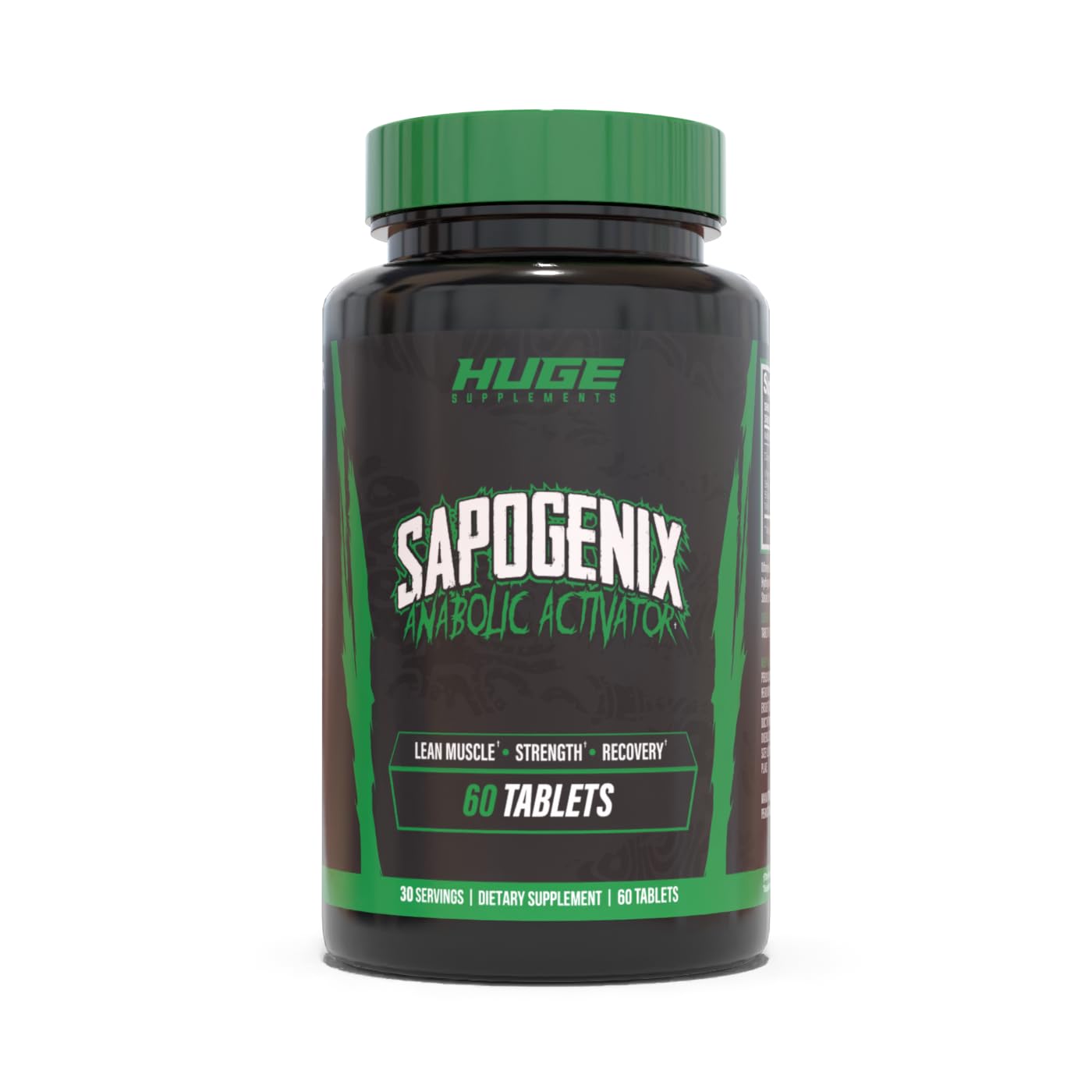 Huge Supplements Sapogenix bottle and capsules for lean muscle support and recovery.