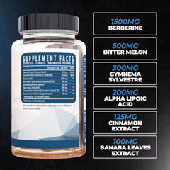 Huge Supplements Utilize bottle label detailing Berberine and Cinnamon ingredients