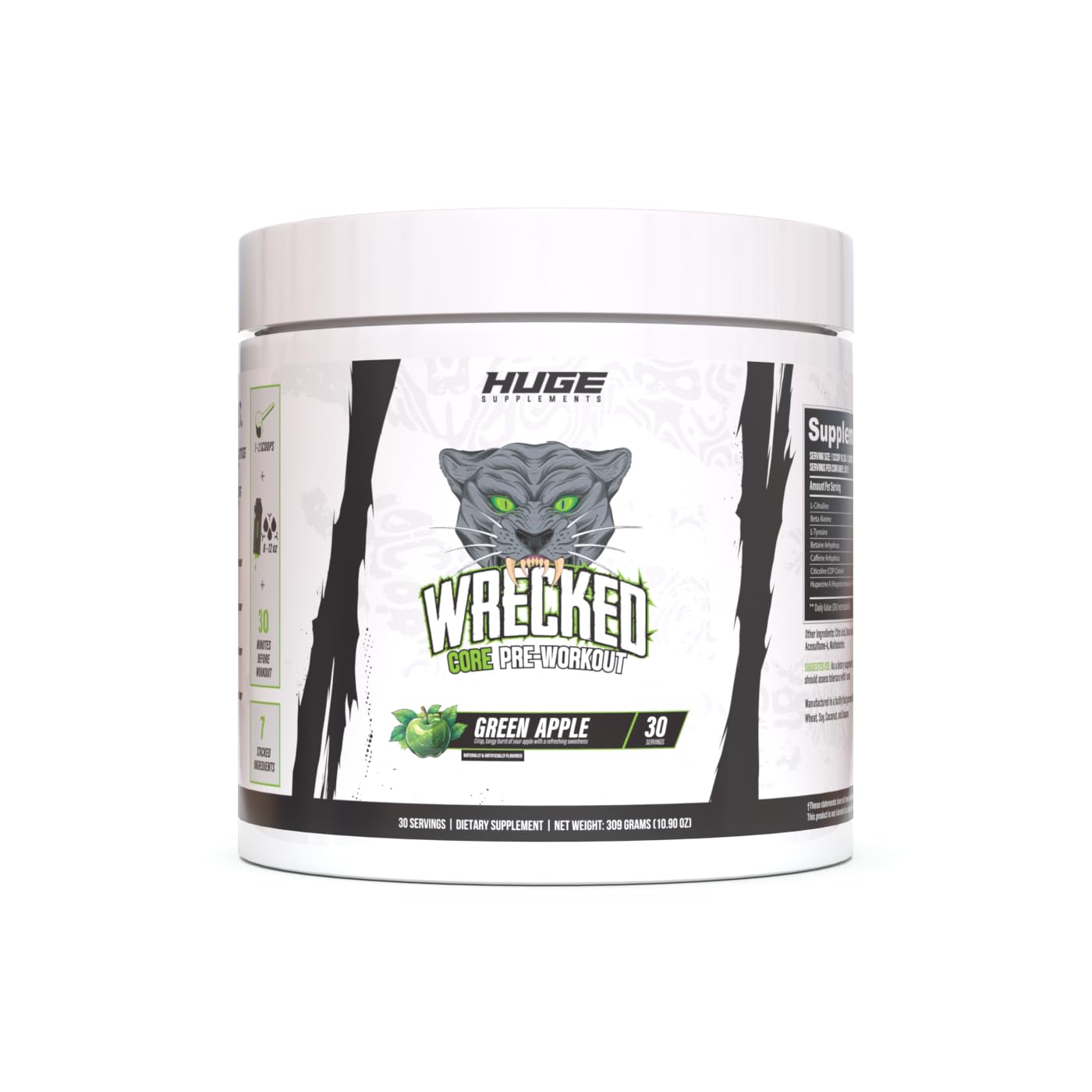 Huge Supplements Wrecked Core bottle for on-the-go pre-workout energy