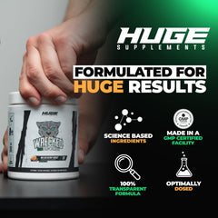 Huge Supplements Wrecked Core mixed drink in glass ready for focus and energy.