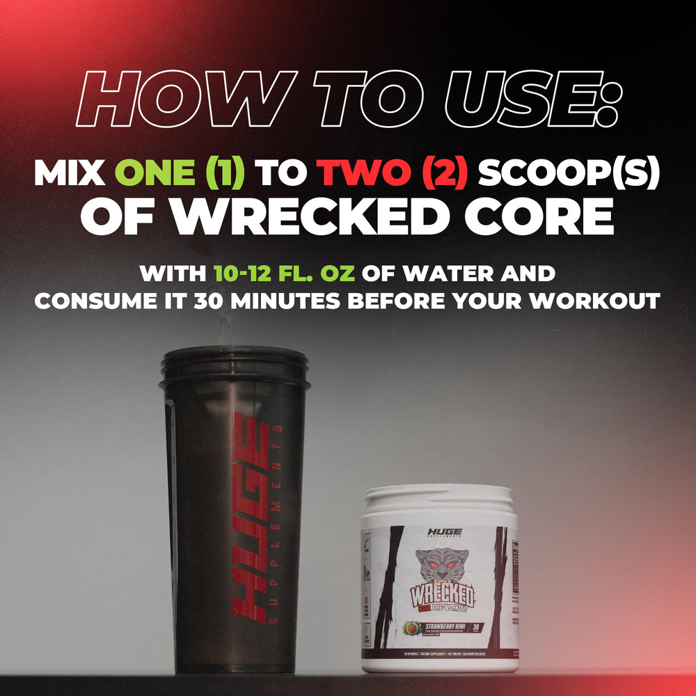Wrecked Core Strawberry Kiwi serving ready for focus and workouts.