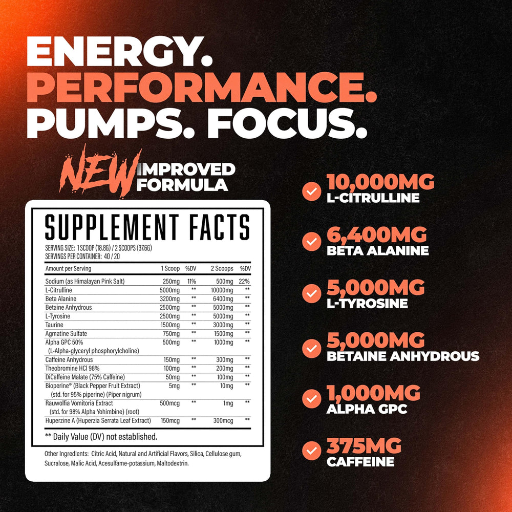 Huge Supplements Wrecked scoop and jar, precise dosing for intense training sessions.