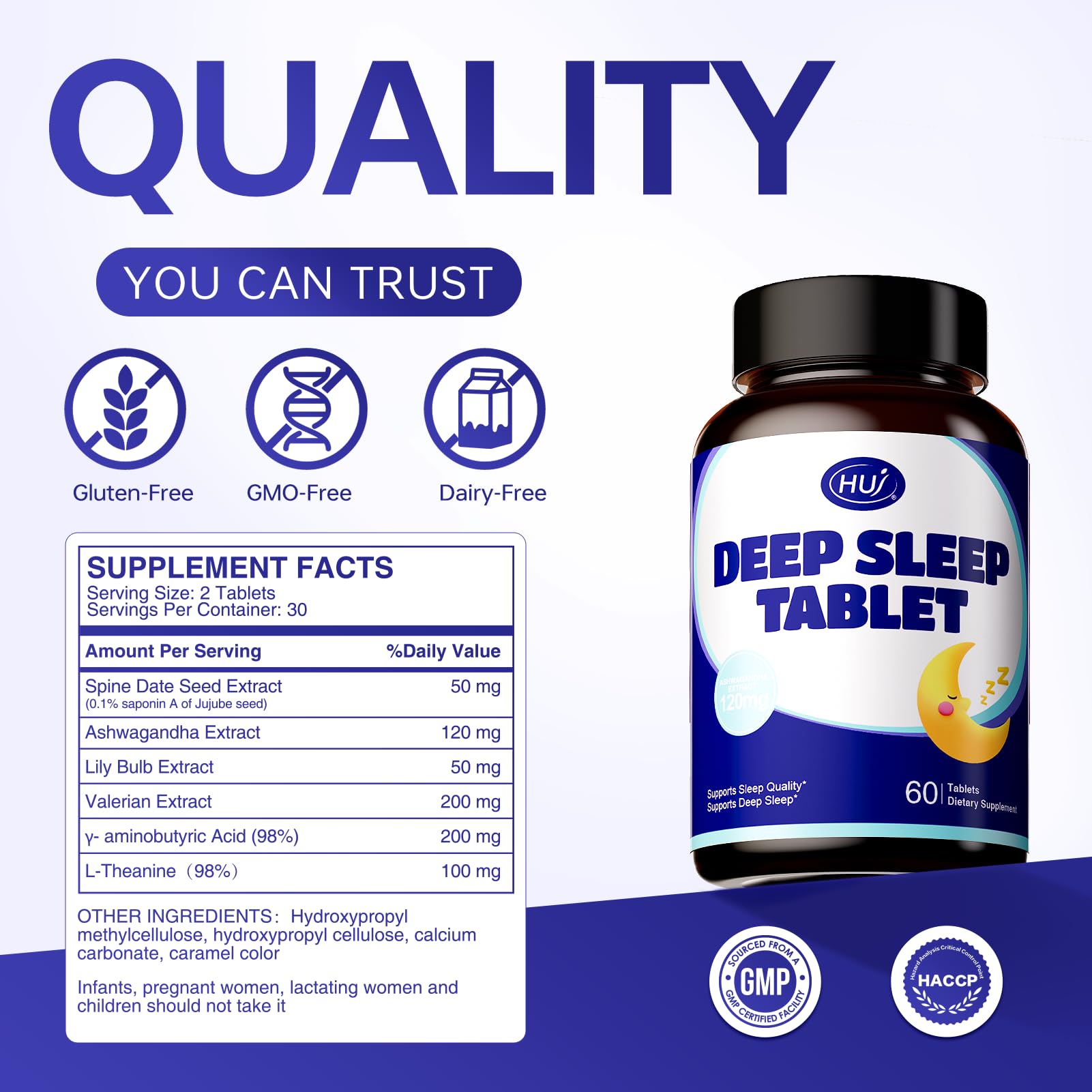 HUJ Deep Sleep Tablet in-hand illustrates a nighttime routine companion.