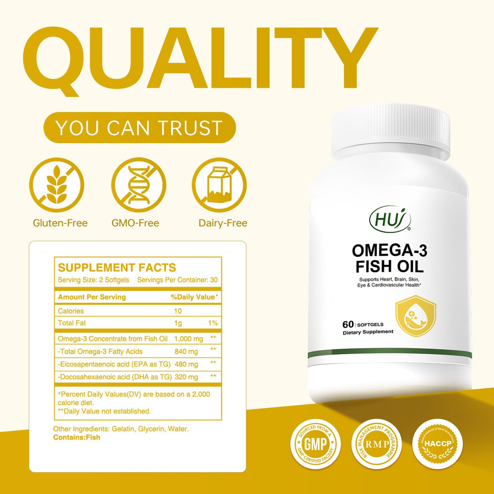 HUJ Omega-3 odorless formula close-up