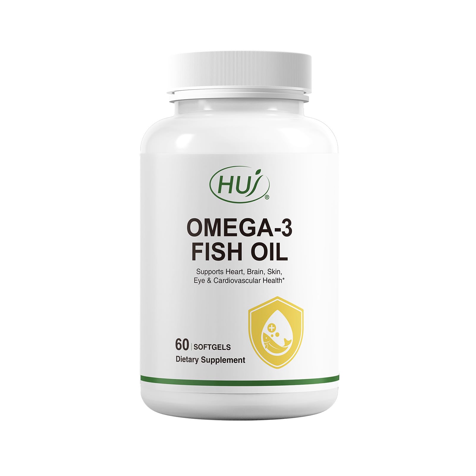 HUJ Omega-3 softgels bottle front for daily heart support