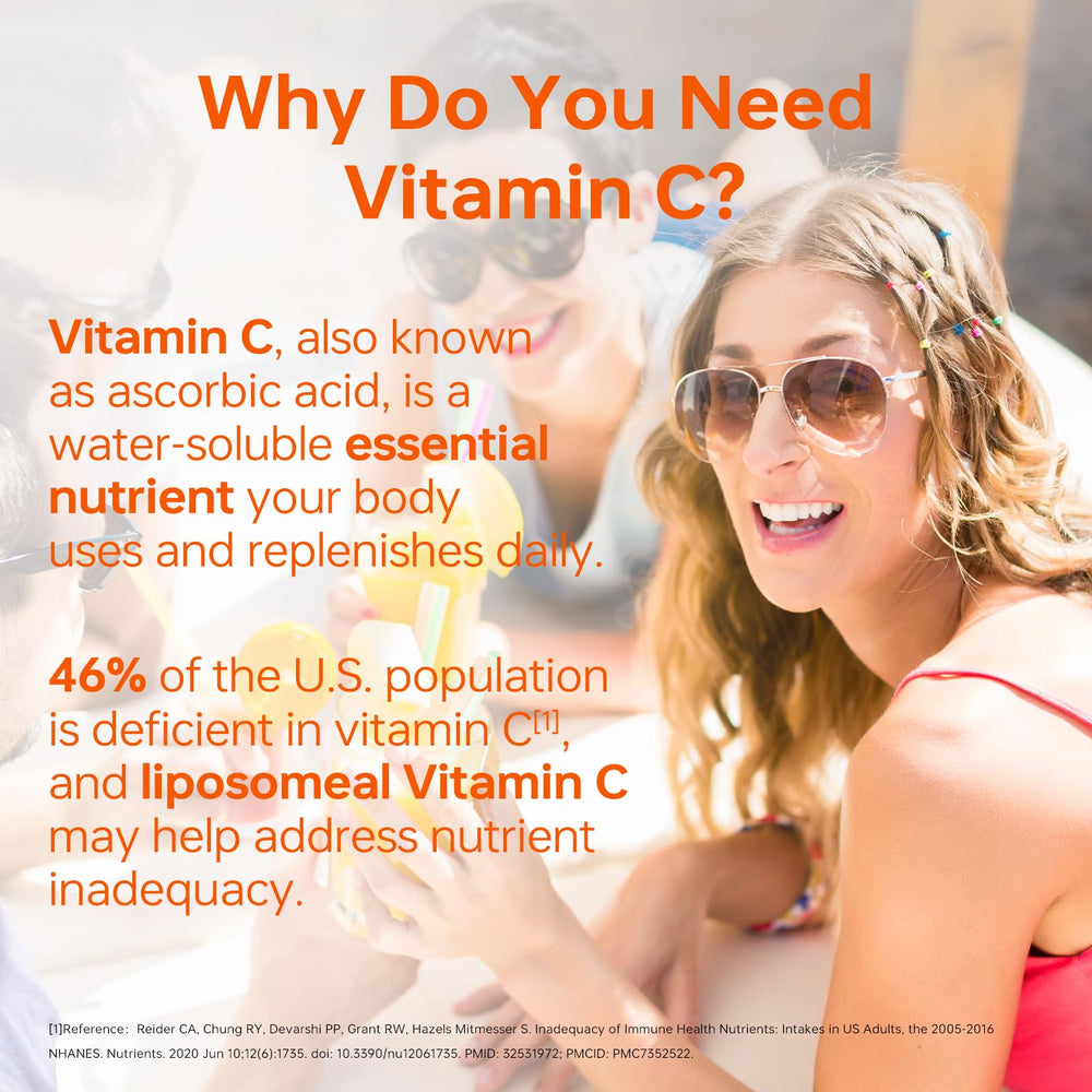 HUJ Vitamin C 500mg daily dose bottle in a wellness routine scene.