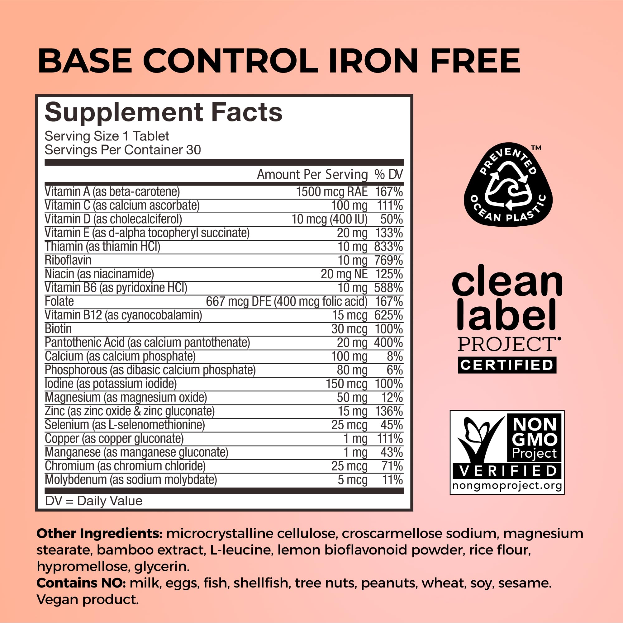 Vegan and gluten-free badge on Hum Base Control packaging