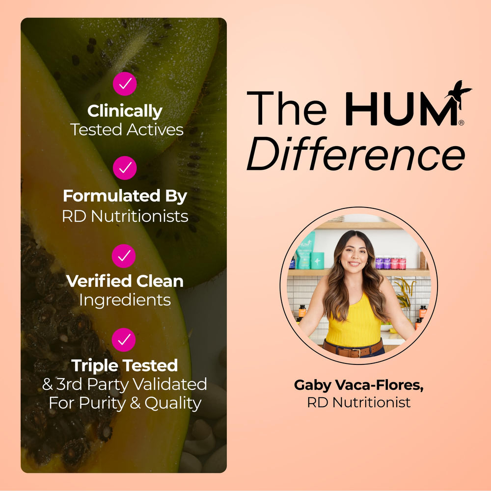 Hum Base Control for Women bottle shown with lifestyle imagery.
