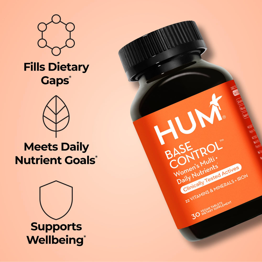 Hum Base Control for Women tablets shown for easy daily use.