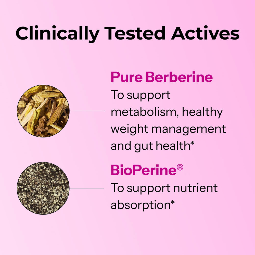 HUM Best of Berberine bottle with BioPerine showing absorption support.