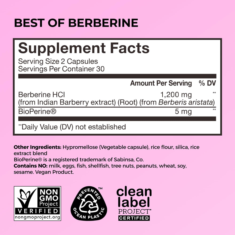 Tabletop scene with HUM Best of Berberine bottle and glass for daily metabolic health.