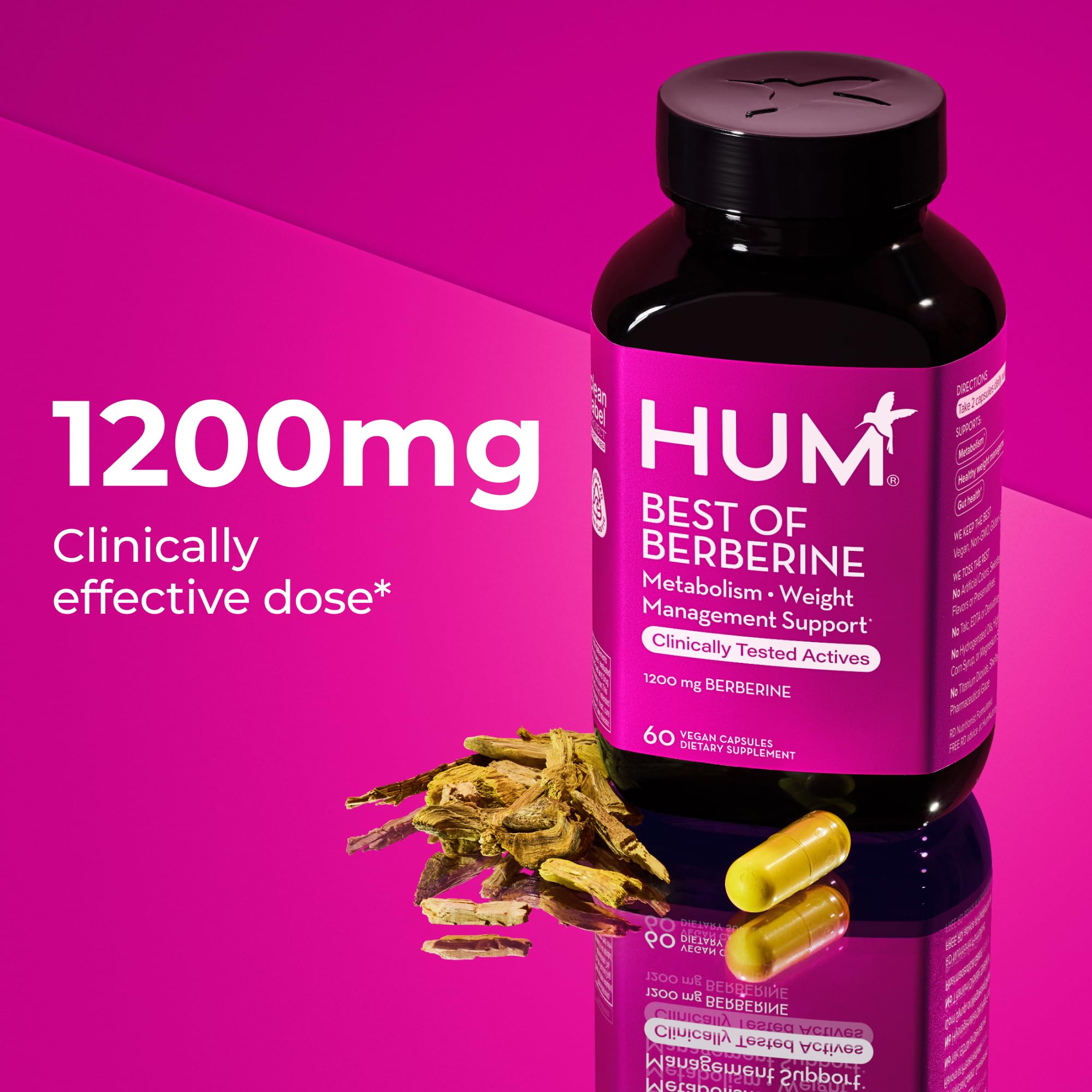 HUM Best of Berberine label packaging highlighting BioPerine enhanced absorption.