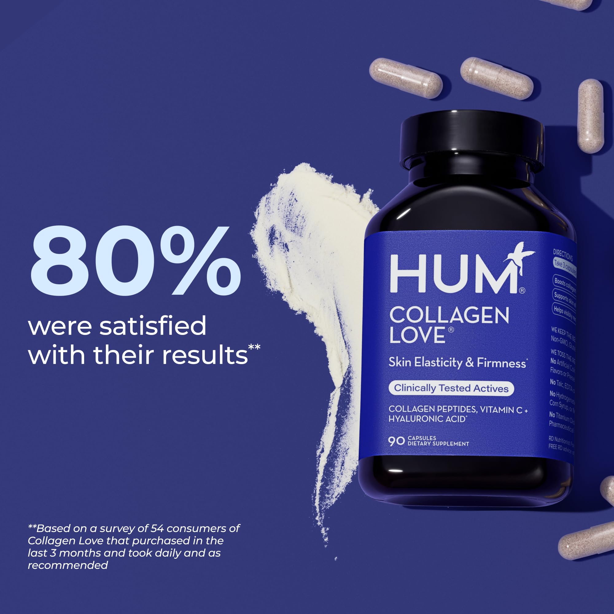 HUM Collagen Love Skin hyaluronic acid inset emphasizes moisture retention benefits