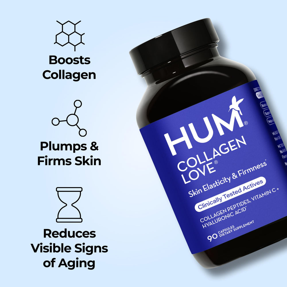 HUM Collagen Love Skin label shot highlights clean, non-GMO formulation