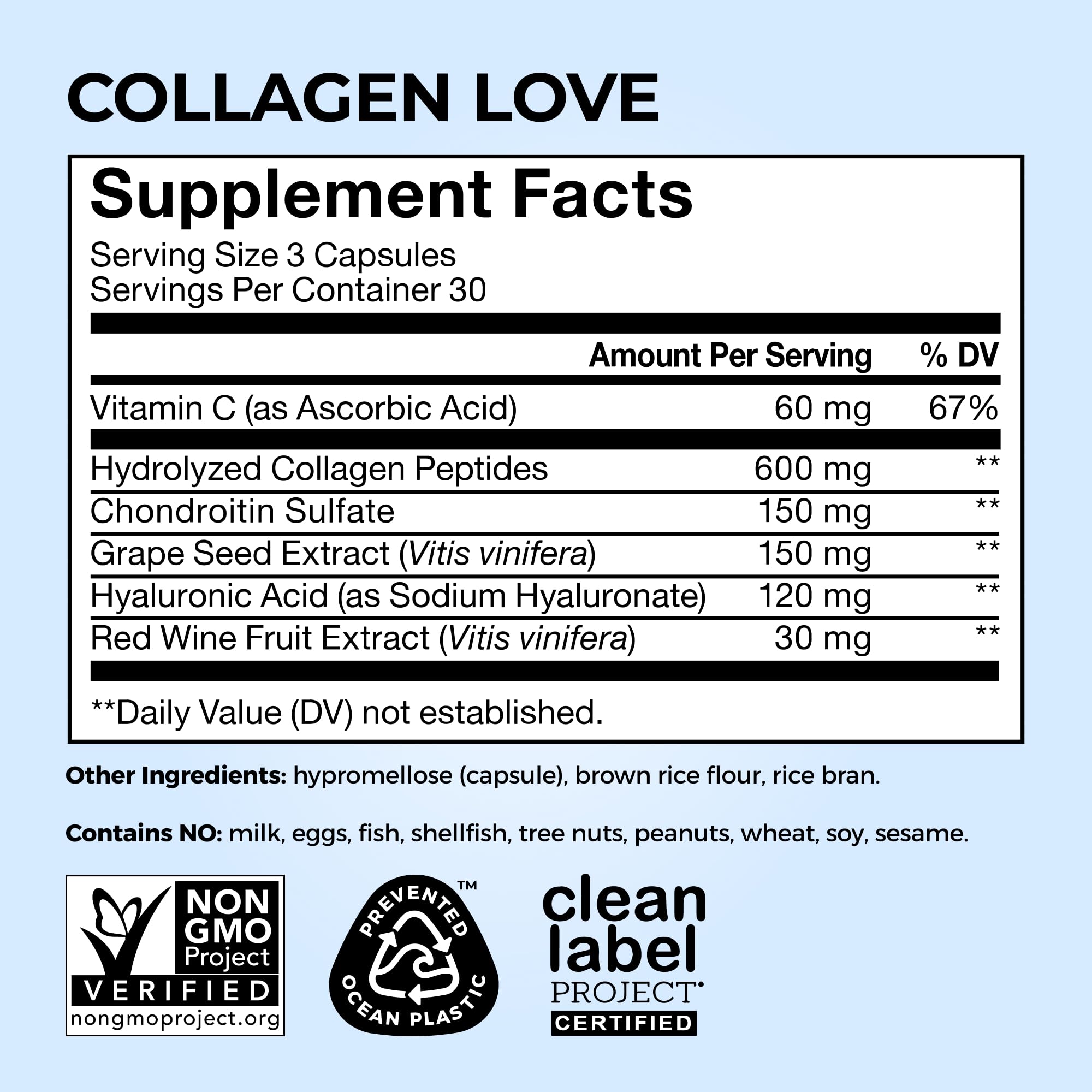 HUM Collagen Love Skin packaging box presents a clean-label daily supplement