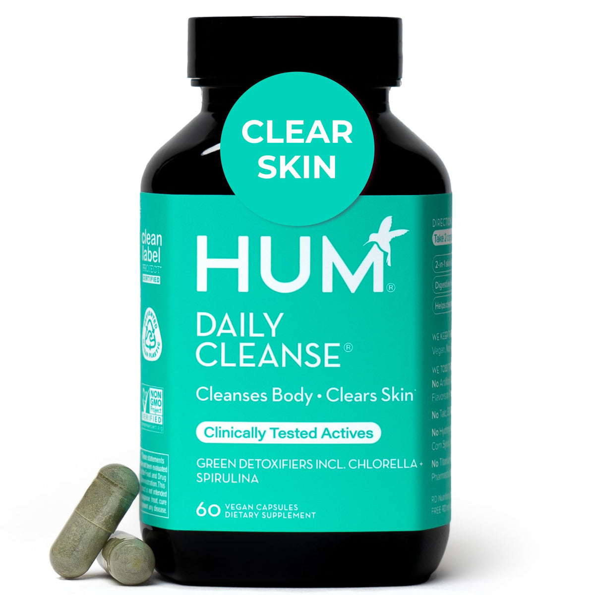 Hum Daily Cleanse bottle front for easy daily skin and detox support.