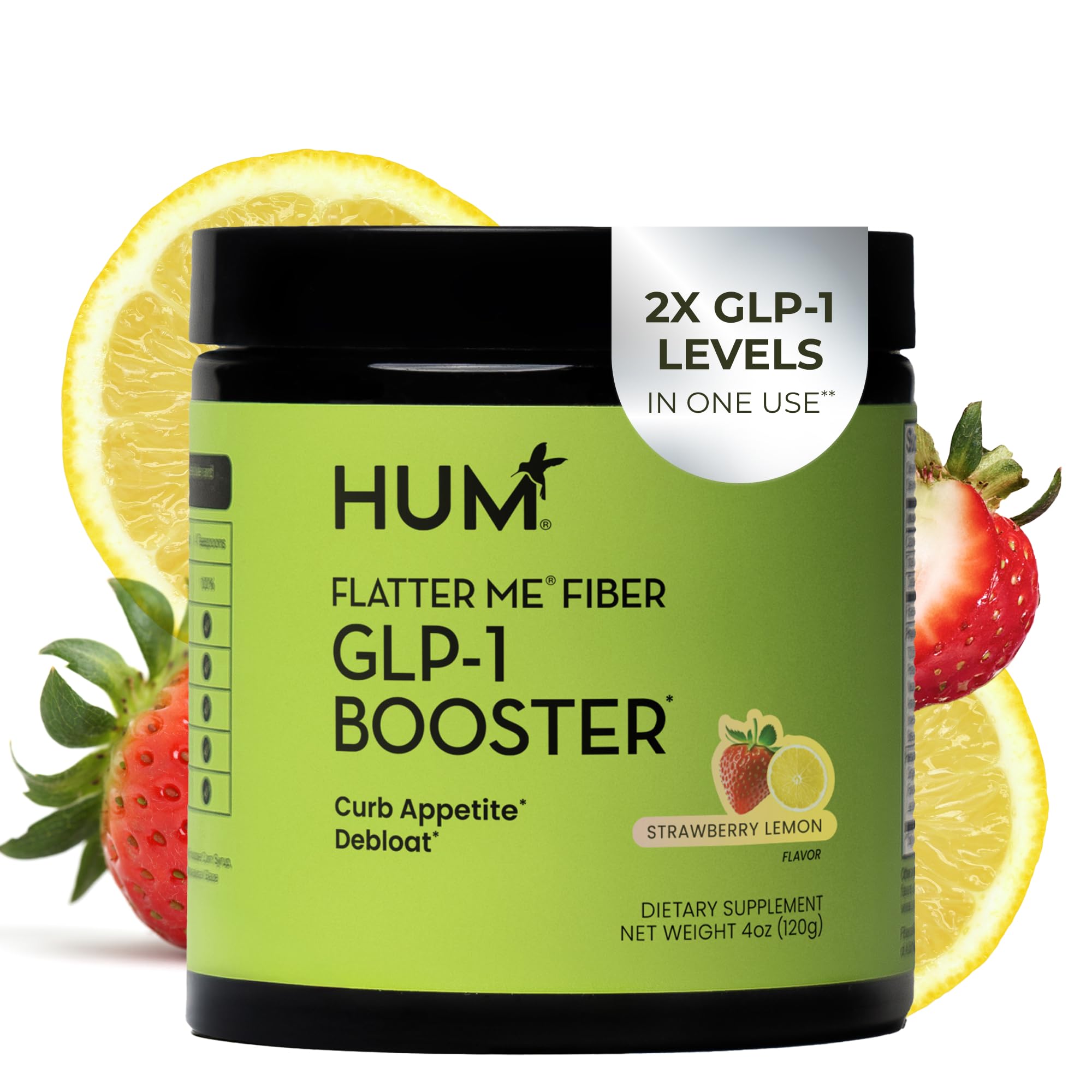 HUM Flatter Me bottle front view for easy daily use and craving management.