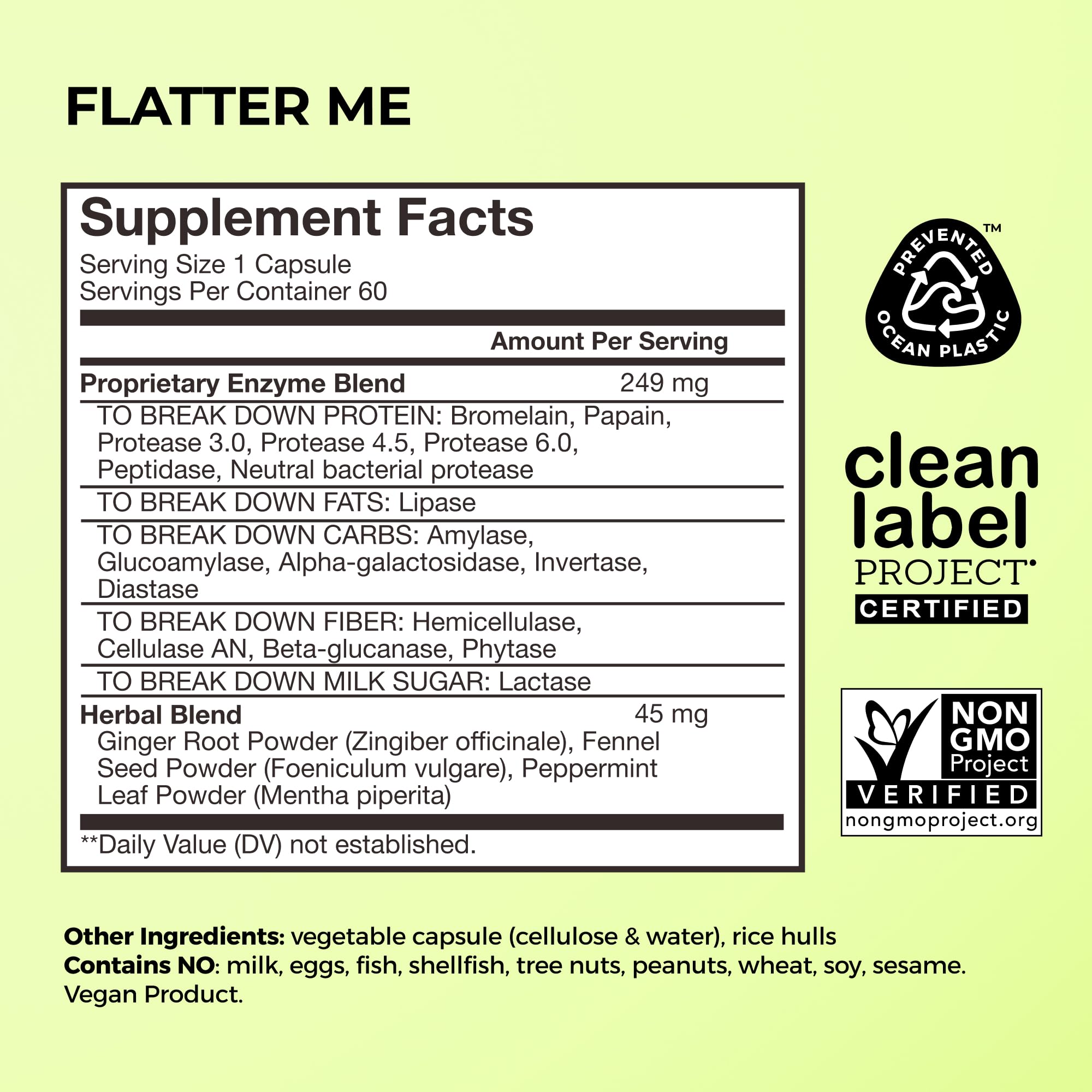 HUM Flatter Me capsules digest enzymes display essential enzymes and benefits