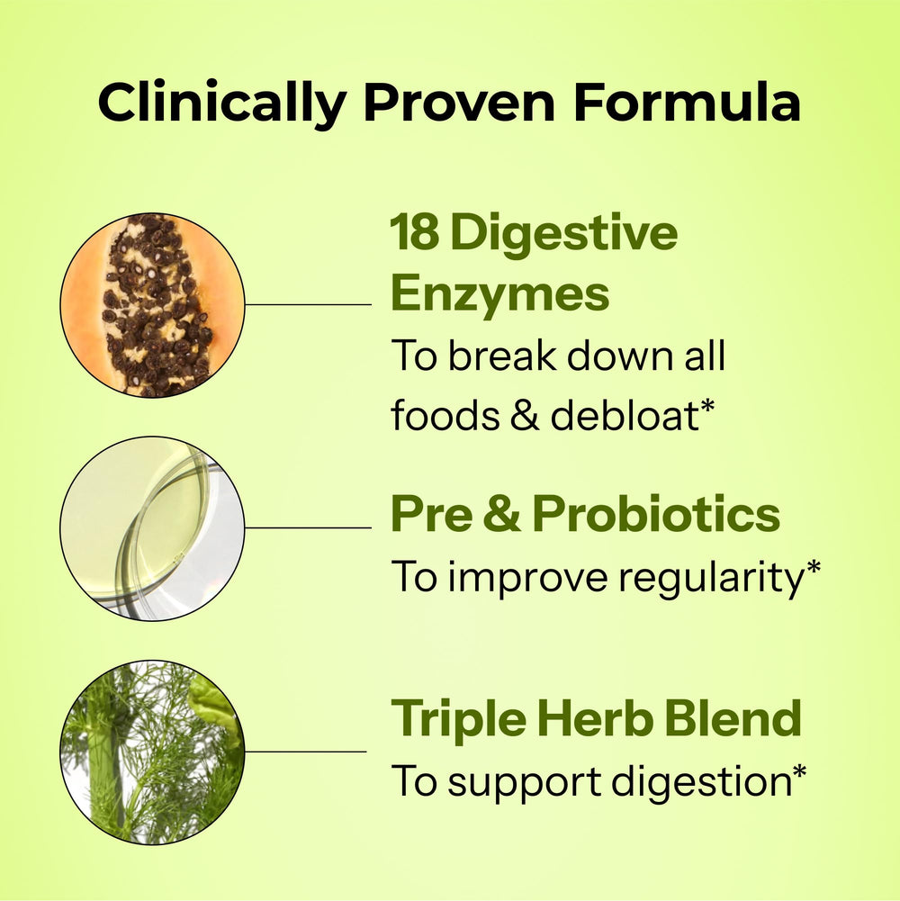 HUM Flatter Me digest enzymes with meal for fast-acting digestion aid