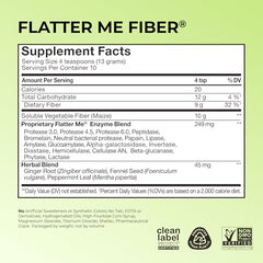 HUM Flatter Me fiber powder tub back label with nutrition and enzyme blend