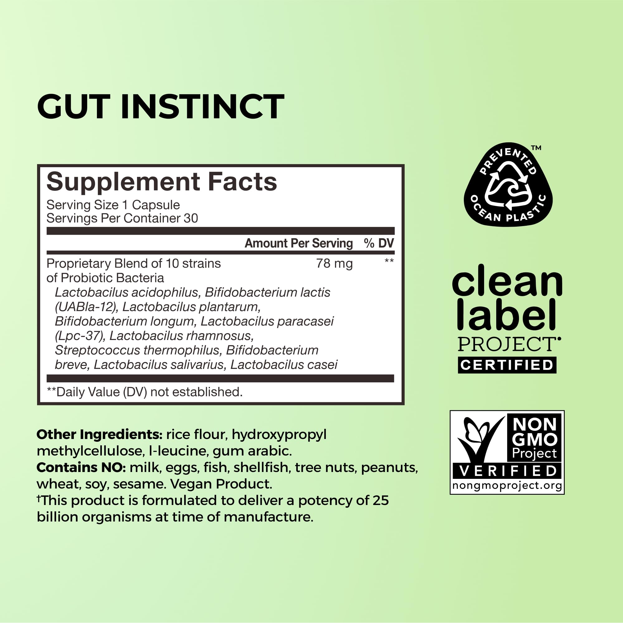 HUM Gut Instinct vegan clean label certification icons