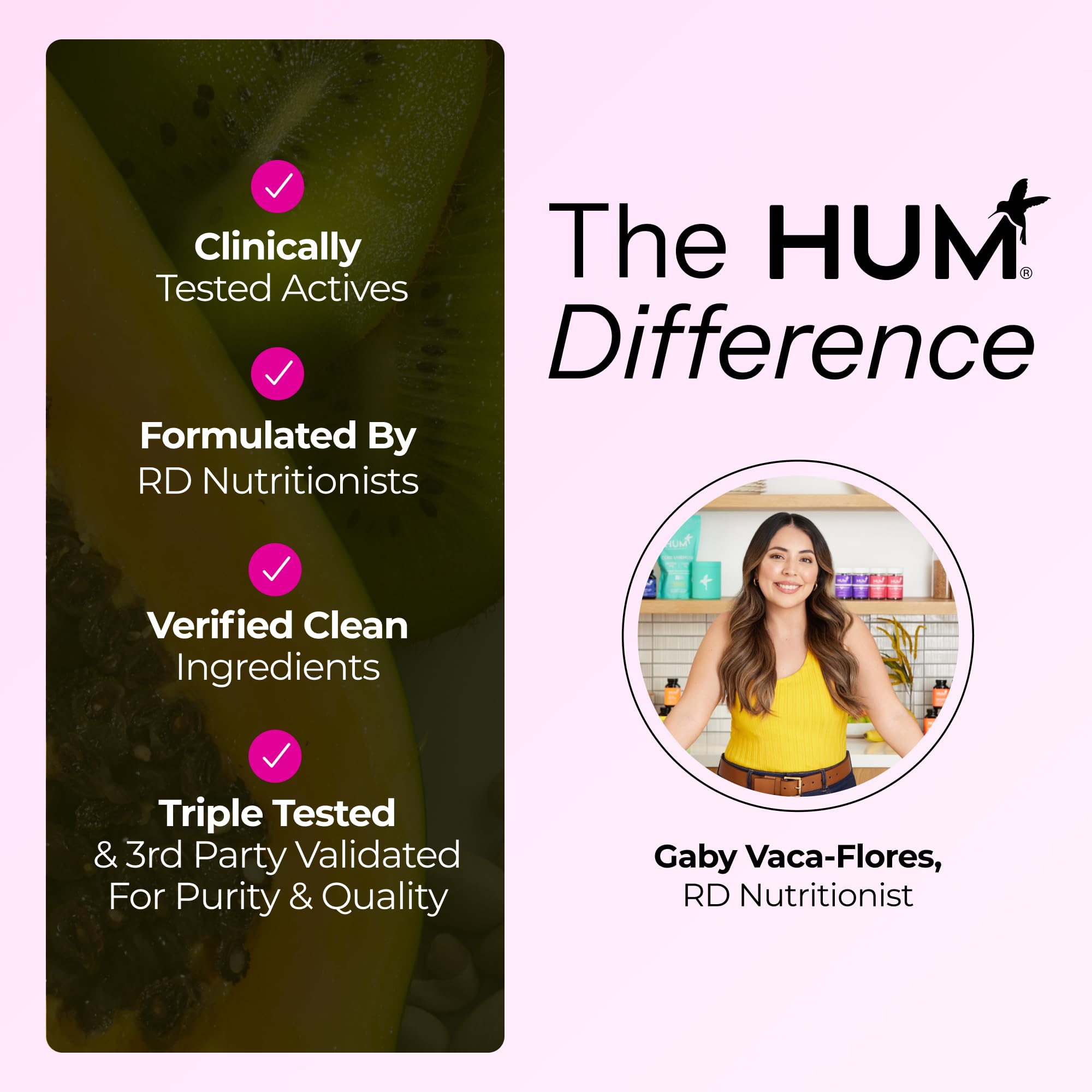 HUM Hair Strong ingredients panel emphasizes key nutrients for hair health