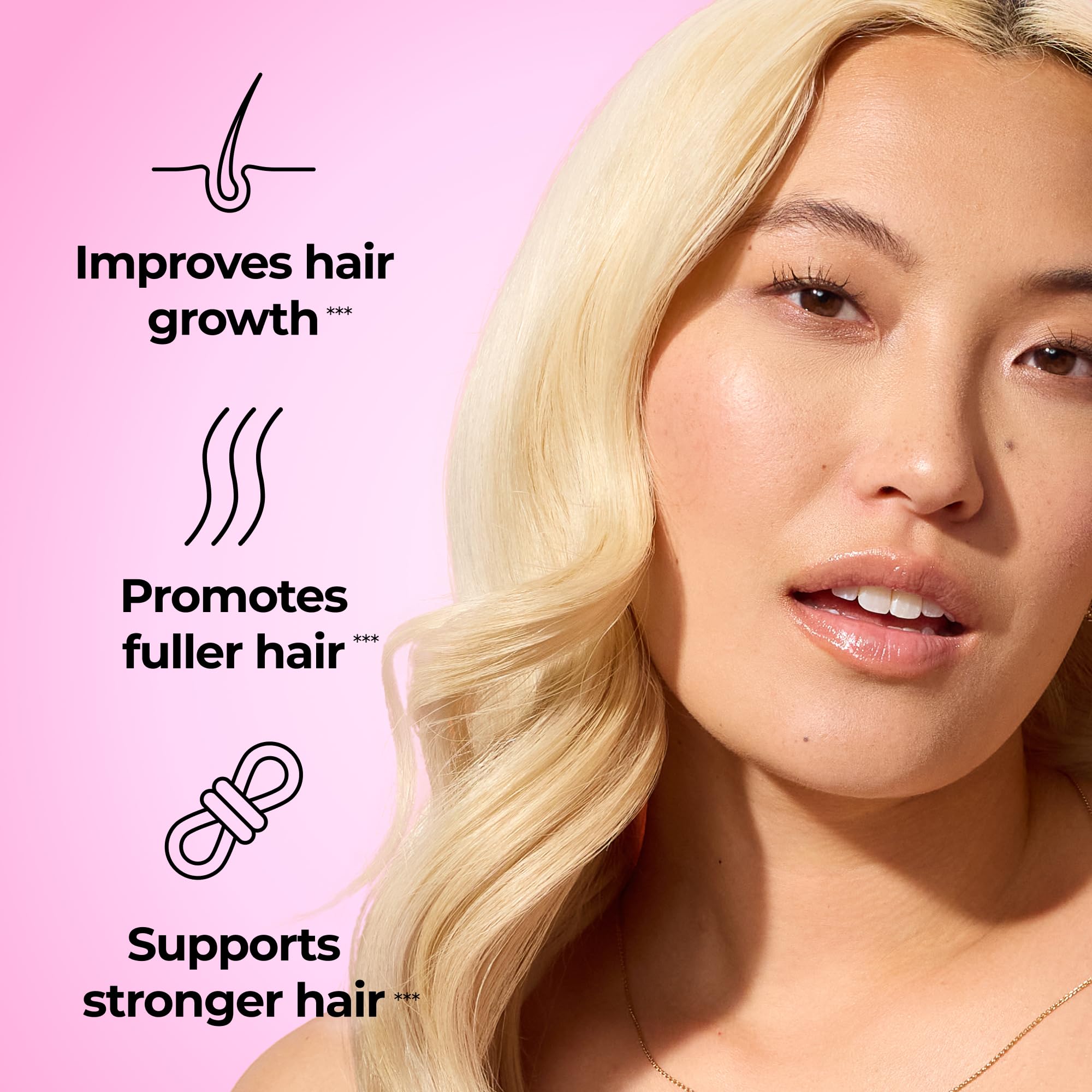 HUM Hair Strong strawberry gummies closeup highlights delicious daily nourishment