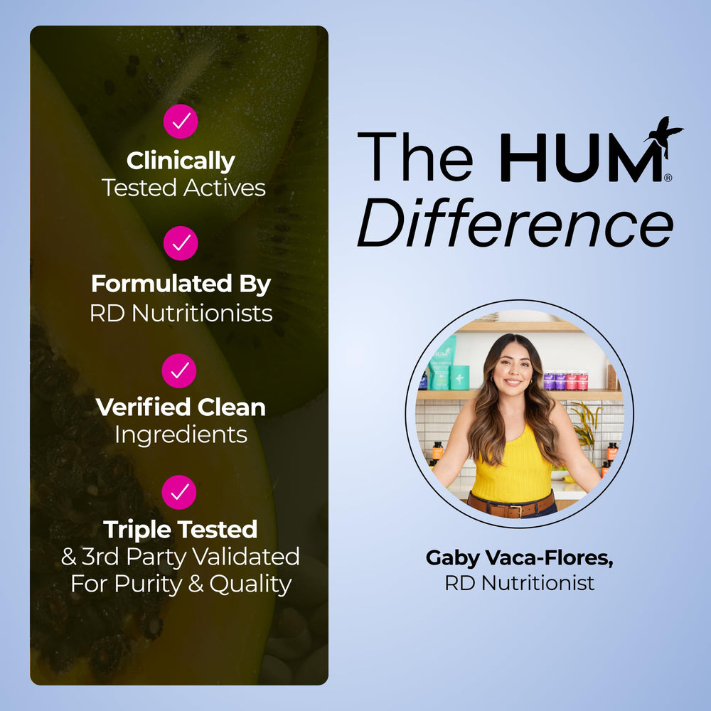 HUM Mighty Night softgels in hand ready for nightly use