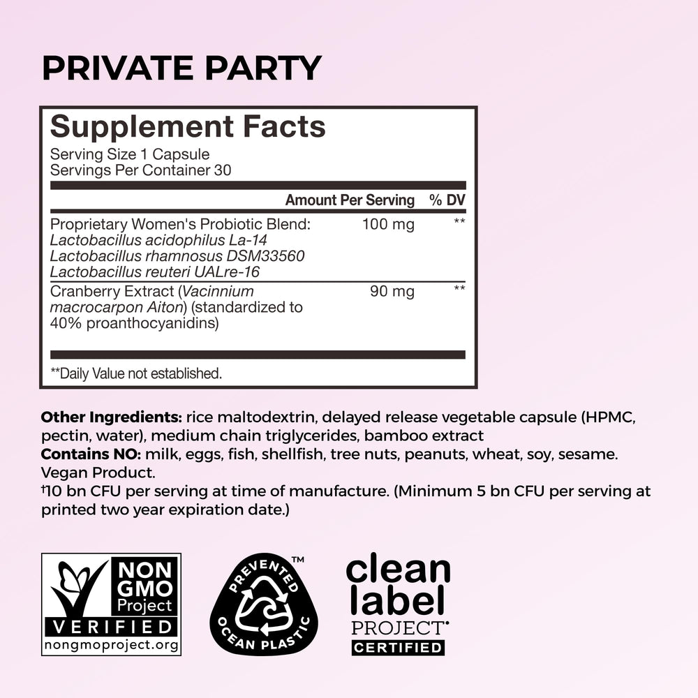 HUM Private Party packaging box, premium vegan capsule branding.