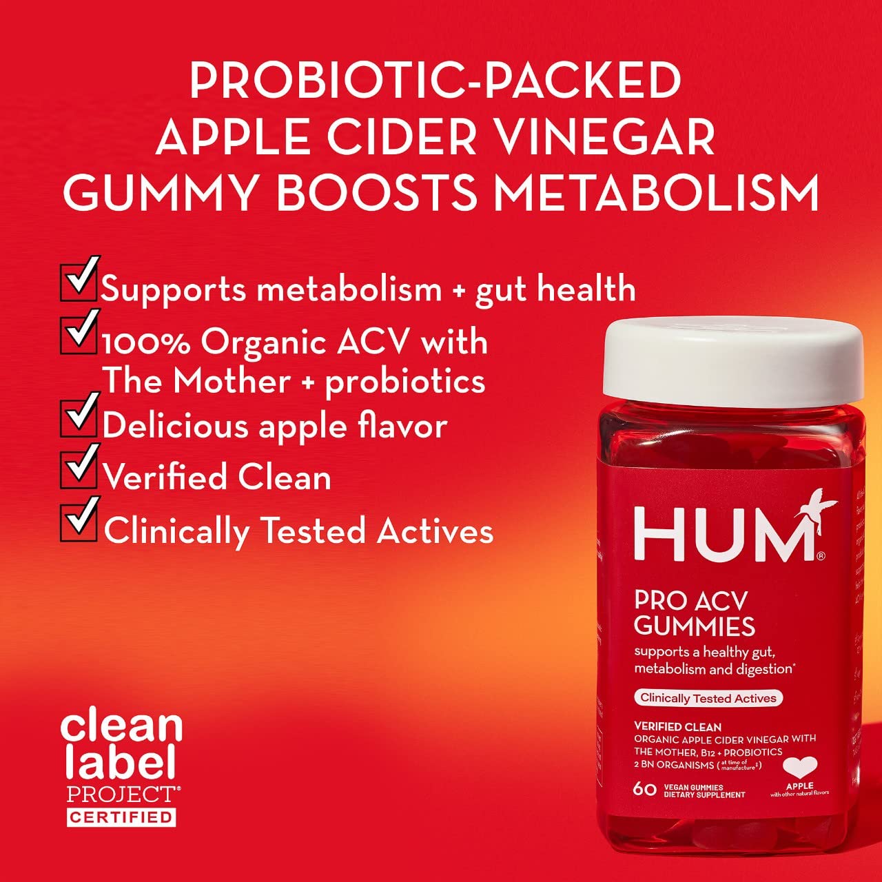 HUM Pro ACV Gummies with vitamin B12 for potential energy support.