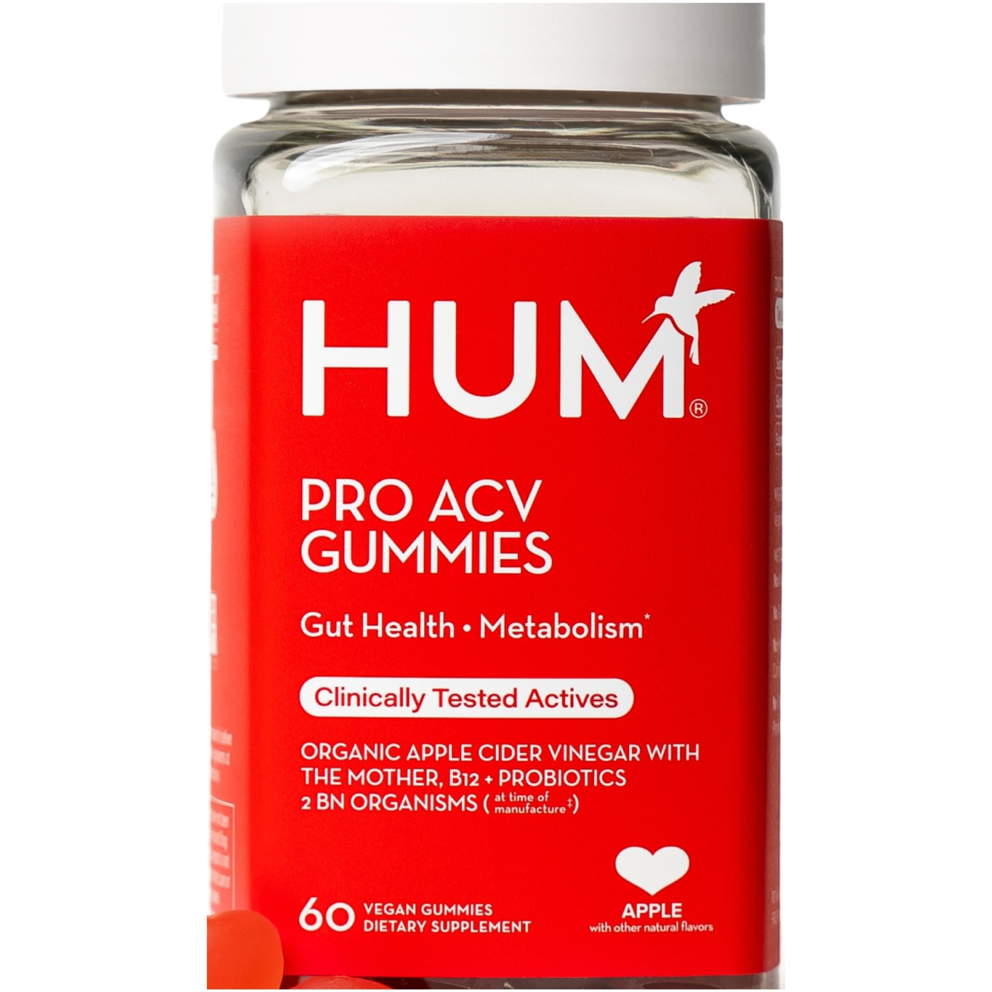 HUM Pro ACV Gummies bottle on a kitchen counter for convenient daily digestive support.