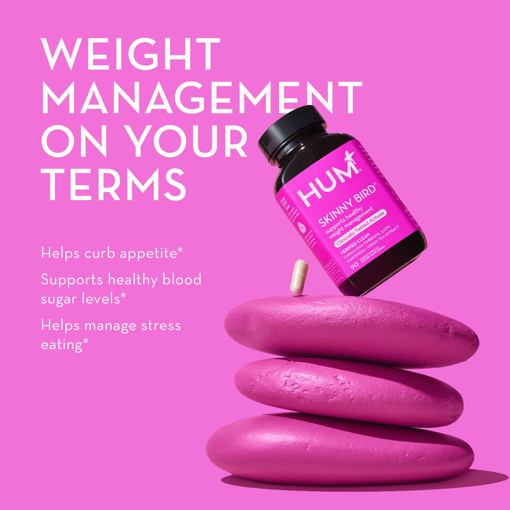 HUM Skinny Bird chromium picolinate tablet shown for cravings support.