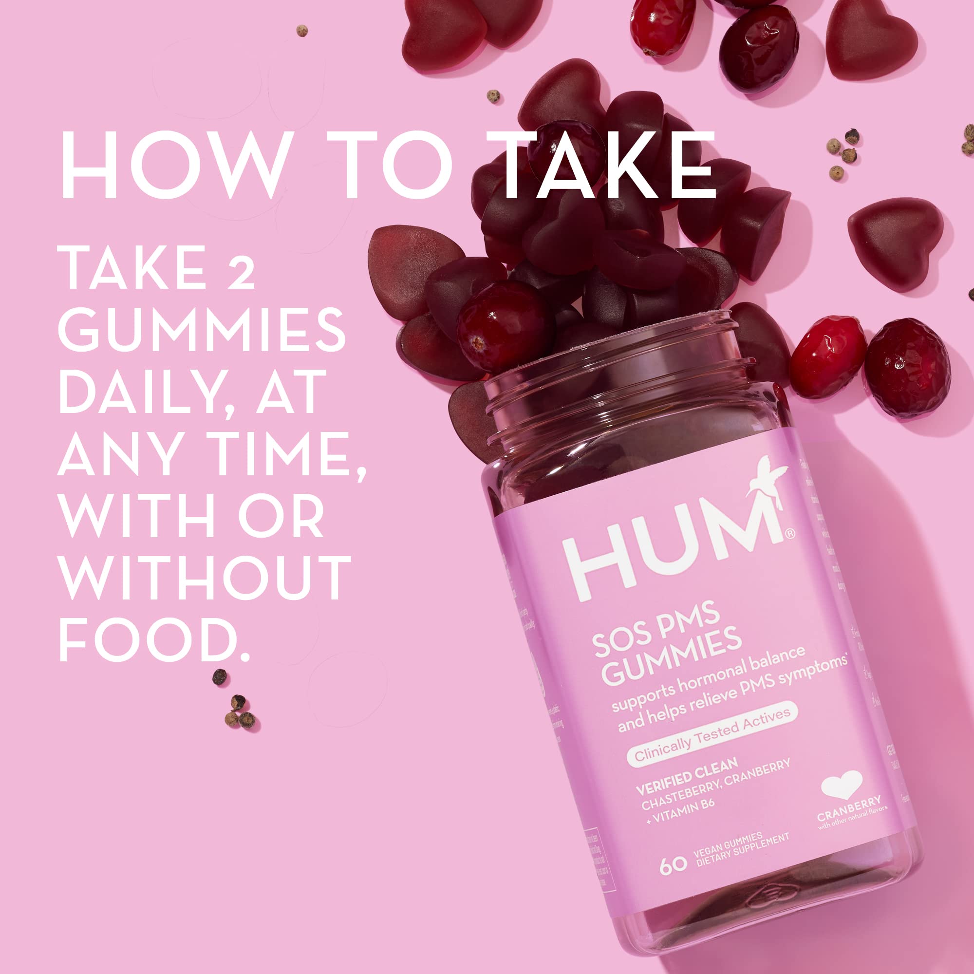 HUM SOS PMS Gummies gummies on desk suggest daily routine compatibility