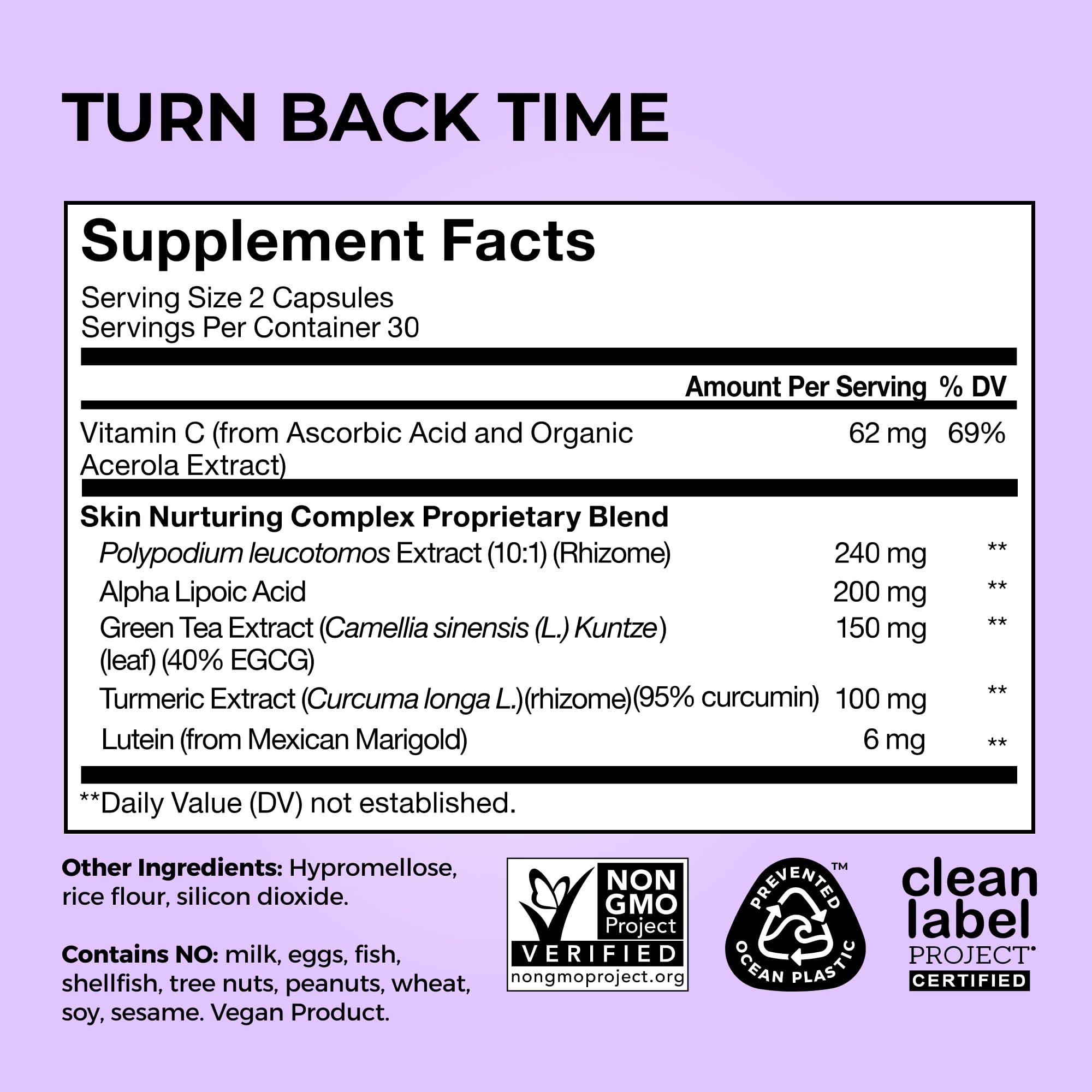 HUM Turn Back Time bottle on neutral background for daily use.