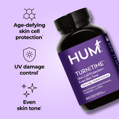 HUM Turn Back Time green tea extract capsules highlighting antioxidant skin defense.