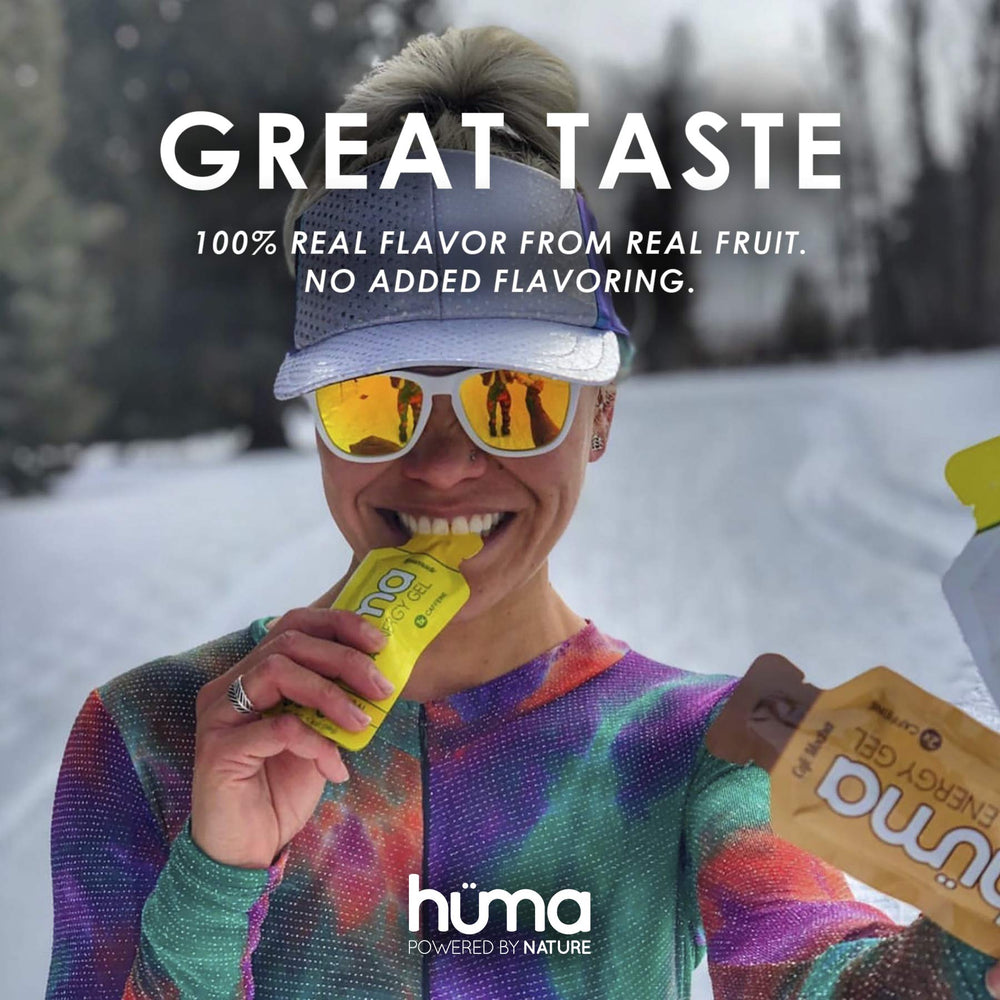 Caffeinated options like Chocolate flavor for quick pre-race boost.