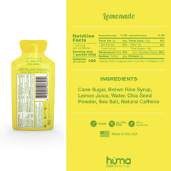 HÜMA Chia Energy Gel Lemonade texture close-up showing real fruit feel for sustained energy.