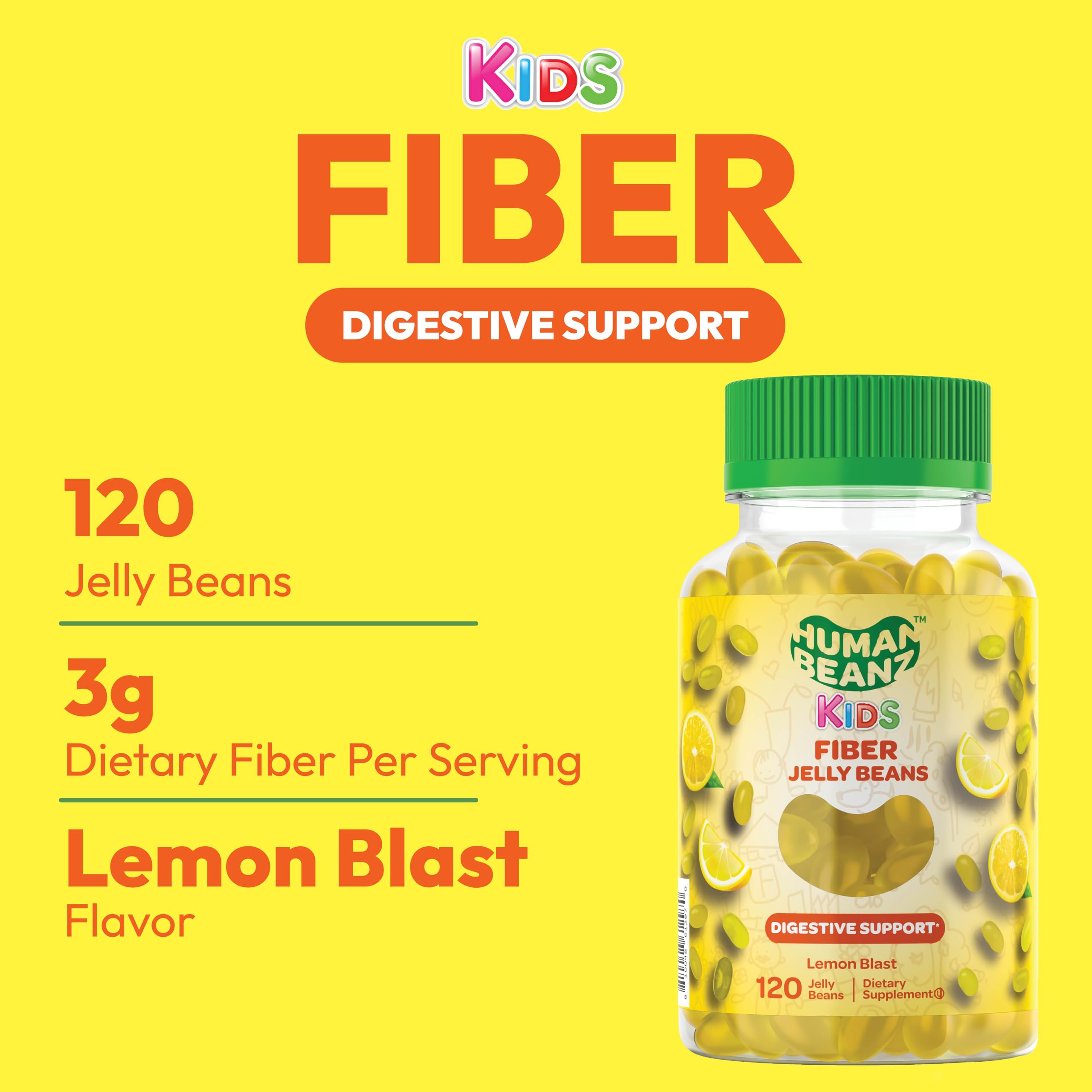 Closeup of lemon blast flavor beads from Human Beanz for tasty fiber intake.