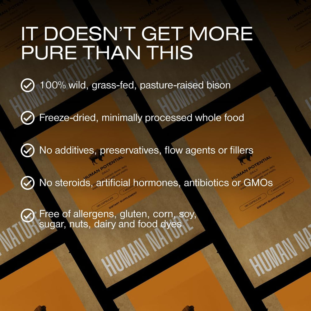 Human Nature wild grass-fed liver supplement highlighting natural origin