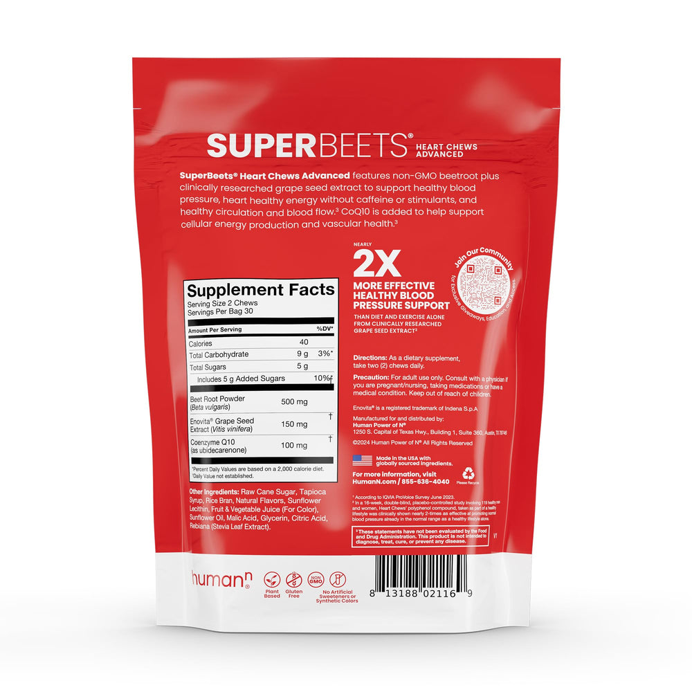 Humann humanBeets Heart Chews IQVIA-recommended beet brand badge.