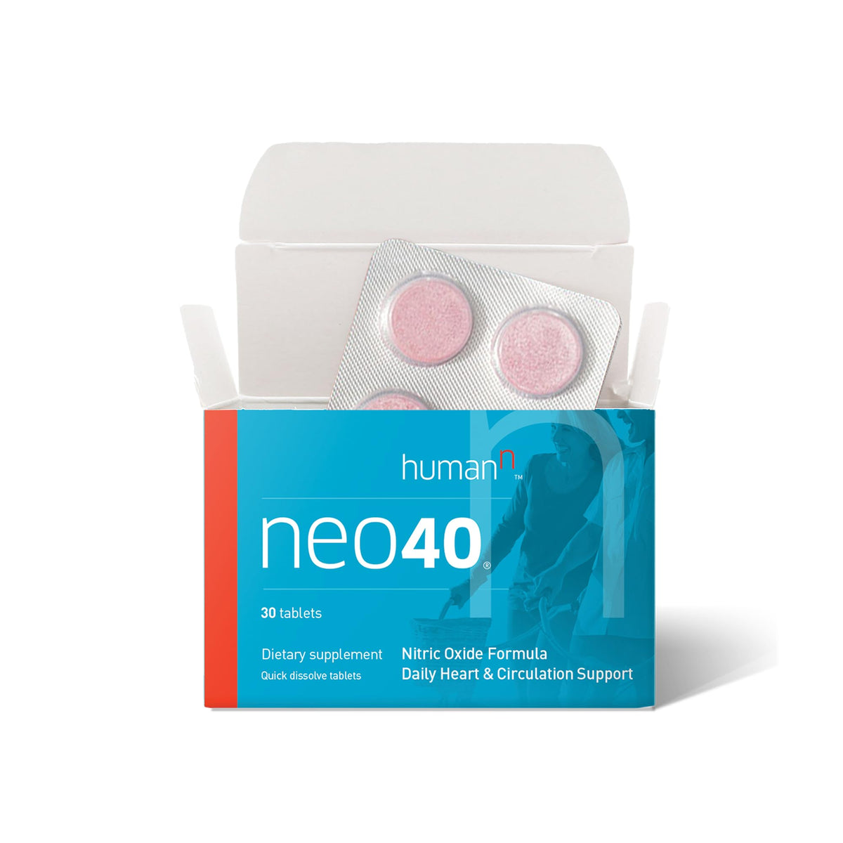 Humann Neo40 tablet dissolving on tongue for quick daily use.