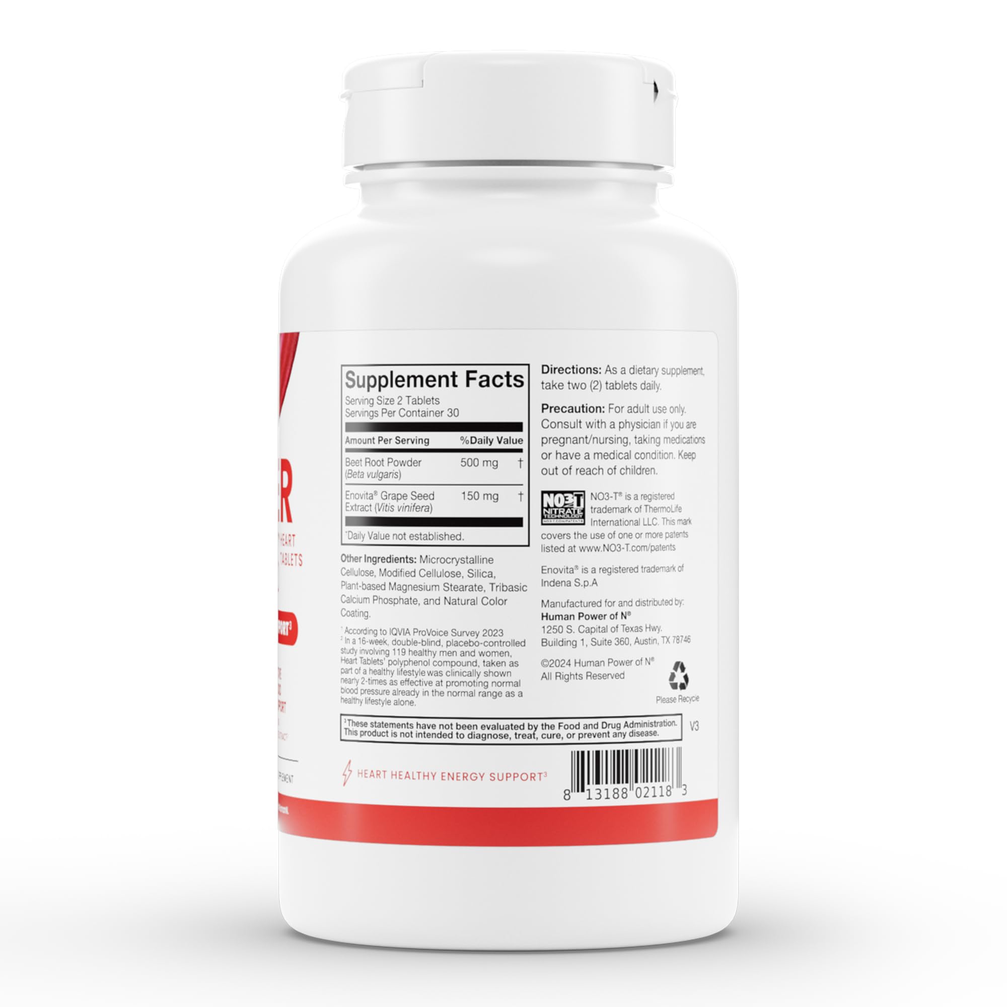 Humann SuperBeets label close up highlighting clinically studied antioxidants
