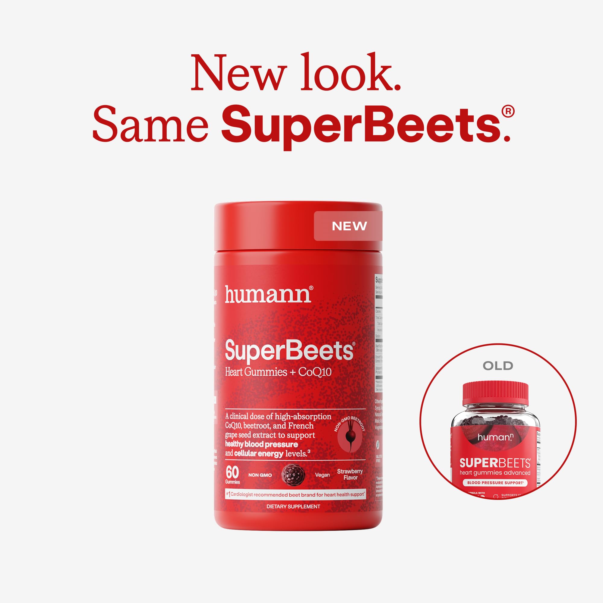 Humann SuperBeets CoQ10 close-up highlights bioavailability for heart vitality.
