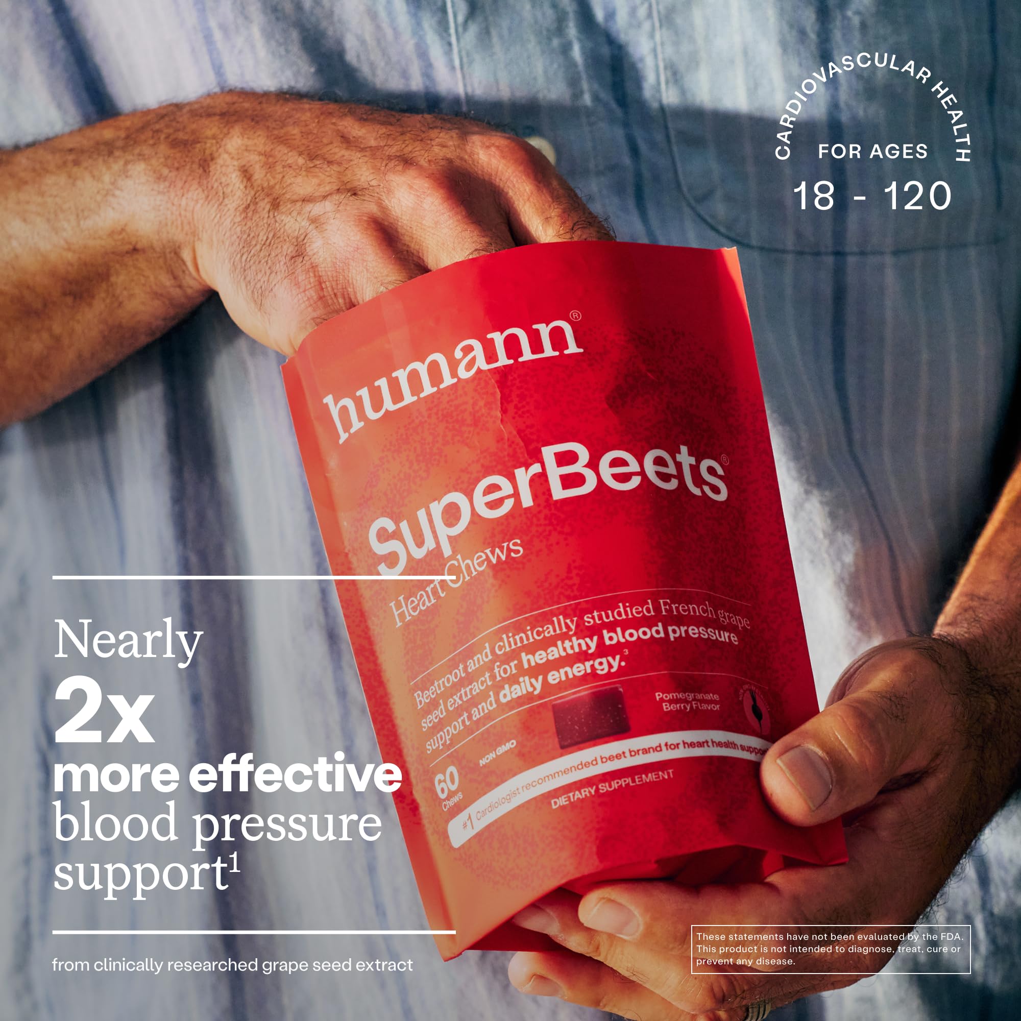 Humann SuperBeets grape seed extract label emphasizing 150mg per serving