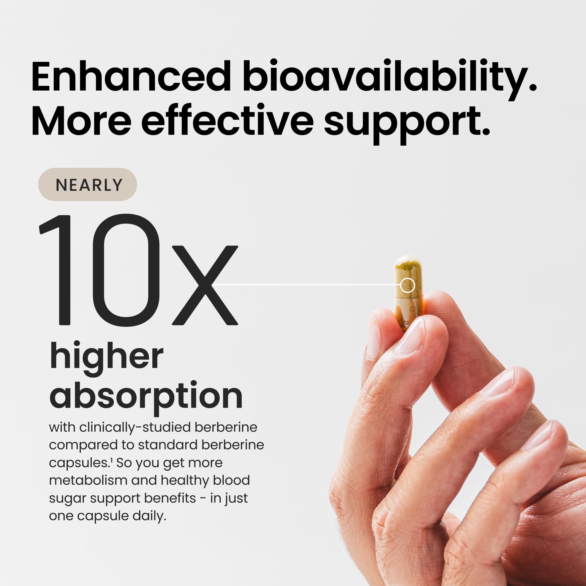 Humann SuperBerine capsules closeup highlighting berberine capsules for metabolism.