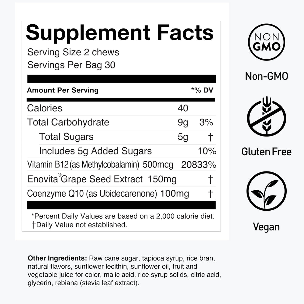 Humann SuperGrapes Chews in hand for on-the-go wellness.